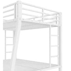 Litera con escalera y barandilla de seguridad, estructura de litera de metal para adolescentes y adultos, no requiere somier