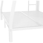 Litera con escalera y barandilla de seguridad, estructura de litera de metal para adolescentes y adultos, no requiere somier