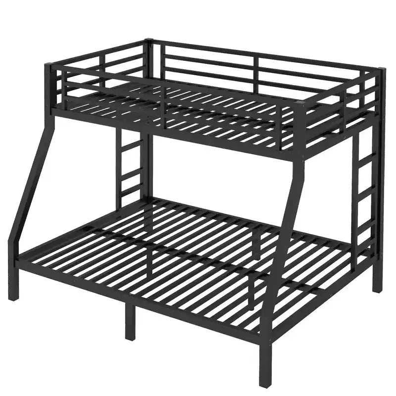 Litera con escalera y barandilla de seguridad, estructura de litera de metal para adolescentes y adultos, no requiere somier