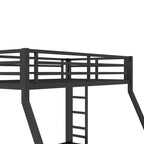 Litera con escalera y barandilla de seguridad, estructura de litera de metal para adolescentes y adultos, no requiere somier