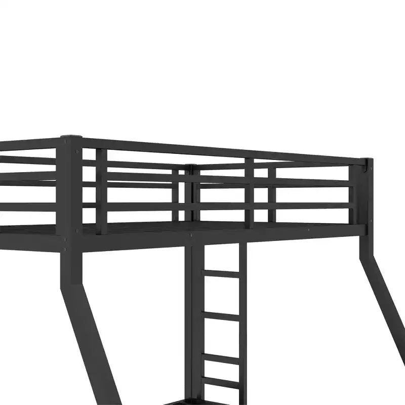 Litera con escalera y barandilla de seguridad, estructura de litera de metal para adolescentes y adultos, no requiere somier