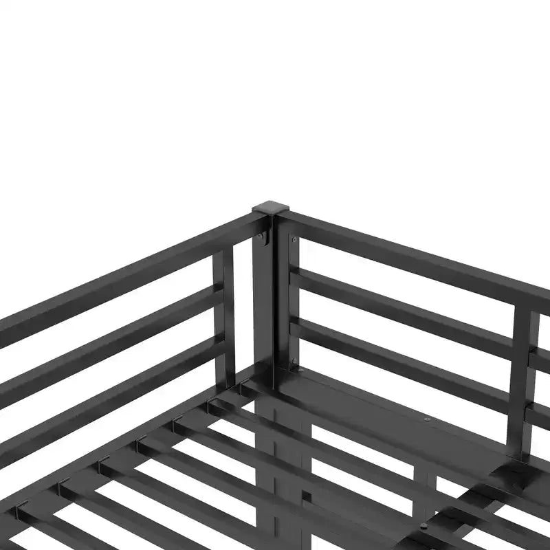 Litera con escalera y barandilla de seguridad, estructura de litera de metal para adolescentes y adultos, no requiere somier
