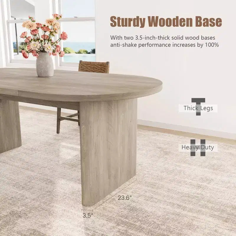 Mesa de comedor ovalada para 6-8 personas, mesa de cocina larga y grande con base de madera gruesa y resistente, mesa de comedor estilo rústico (63 de largo)