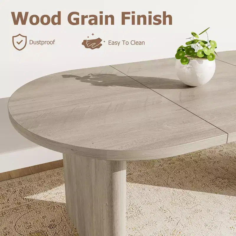 Mesa de comedor ovalada para 6-8 personas, mesa de cocina larga y grande con base de madera gruesa y resistente, mesa de comedor estilo rústico (63 de largo)