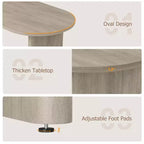 Mesa de comedor ovalada para 6-8 personas, mesa de cocina larga y grande con base de madera gruesa y resistente, mesa de comedor estilo rústico (63 de largo)