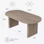 Mesa de comedor ovalada para 6-8 personas, mesa de cocina larga y grande con base de madera gruesa y resistente, mesa de comedor estilo rústico (63 de largo)