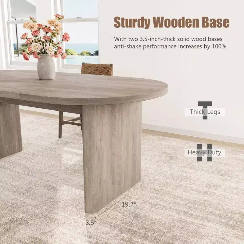 Mesa de comedor ovalada para 6-8 personas, mesa de cocina larga y grande con base de madera gruesa y resistente, mesa de comedor estilo rústico (63 de largo)