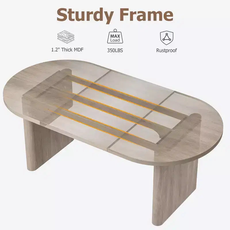 Mesa de comedor ovalada para 6-8 personas, mesa de cocina larga y grande con base de madera gruesa y resistente, mesa de comedor estilo rústico (63 de largo)