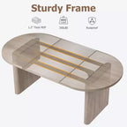 Mesa de comedor ovalada para 6-8 personas, mesa de cocina larga y grande con base de madera gruesa y resistente, mesa de comedor estilo rústico (63 de largo)