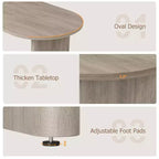 Mesa de comedor ovalada para 6-8 personas, mesa de cocina larga y grande con base de madera gruesa y resistente, mesa de comedor estilo rústico (63 de largo)