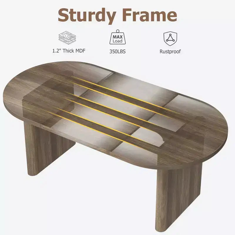 Mesa de comedor ovalada para 6-8 personas, mesa de cocina larga y grande con base de madera gruesa y resistente, mesa de comedor estilo rústico (63 de largo)