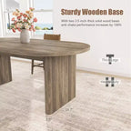 Mesa de comedor ovalada para 6-8 personas, mesa de cocina larga y grande con base de madera gruesa y resistente, mesa de comedor estilo rústico (63 de largo)