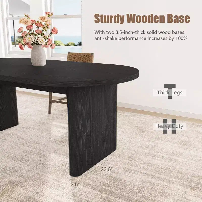 Mesa de comedor ovalada para 6-8 personas, mesa de cocina larga y grande con base de madera gruesa y resistente, mesa de comedor estilo rústico (63 de largo)