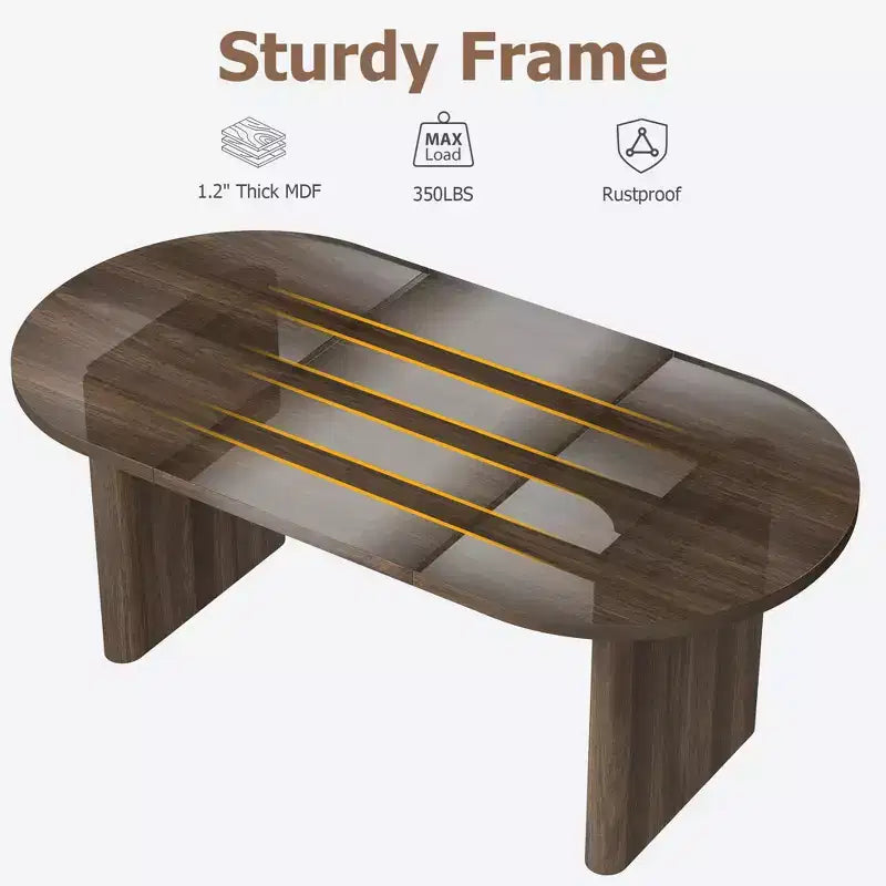 Mesa de comedor ovalada para 6-8 personas, mesa de cocina larga y grande con base de madera gruesa y resistente, mesa de comedor estilo rústico (63 de largo)