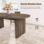 Mesa de comedor ovalada para 6-8 personas, mesa de cocina larga y grande con base de madera gruesa y resistente, mesa de comedor estilo rústico (63 de largo)