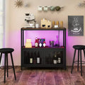 Mueble de cafetería con luces LED, aparador industrial con estación de carga
