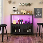 Mueble de cafetería con luces LED, aparador industrial con estación de carga
