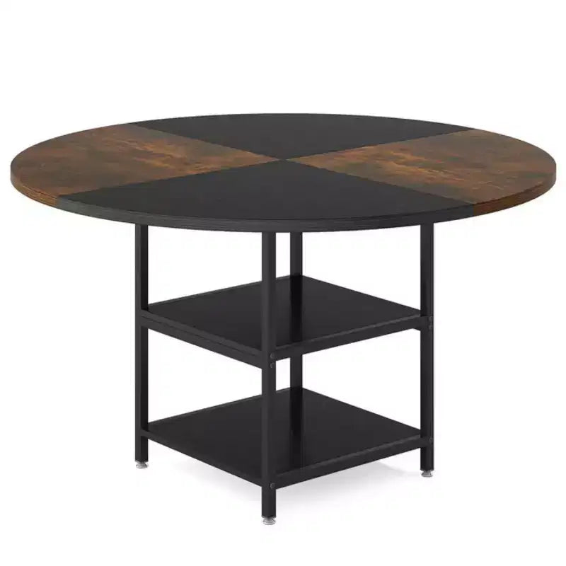 Mesa de comedor redonda de 47 pulgadas con estante de almacenamiento incorporado