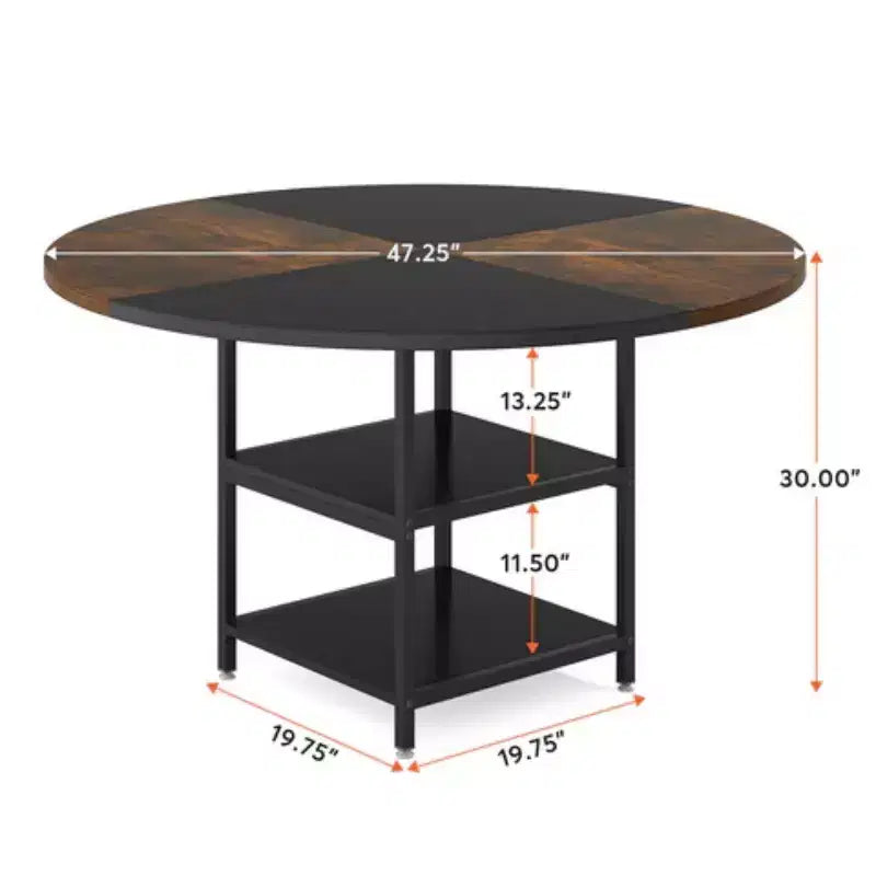 Mesa de comedor redonda de 47 pulgadas con estante de almacenamiento incorporado
