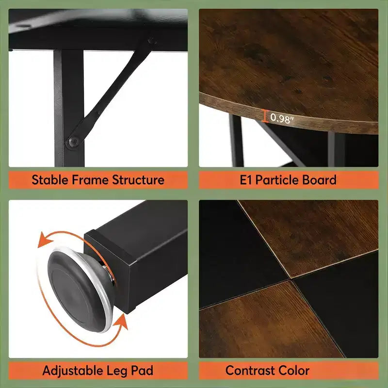 Mesa de comedor redonda de 47 pulgadas con estante de almacenamiento incorporado