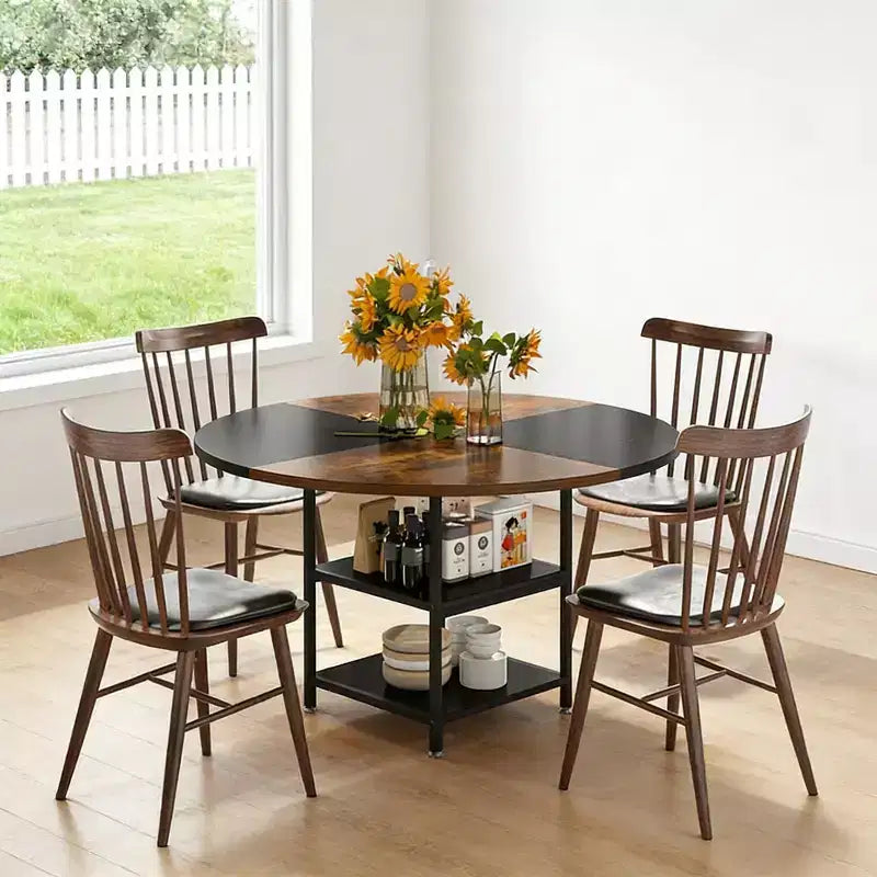 Mesa de comedor redonda de 47 pulgadas con estante de almacenamiento incorporado