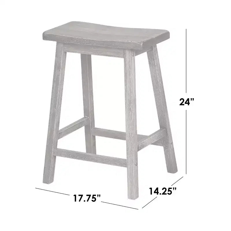 Taburete sin respaldo de 24" de altura para mostrador color gris madera (2 piezas)