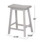 Taburete sin respaldo de 24" de altura para mostrador color gris madera (2 piezas)