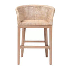 bali & pari Papua Rattan and Mahogany Wood Counter Height Barstool Antique White Wash/Light Brown: 30 Day Limited Warranty, Spot Clean