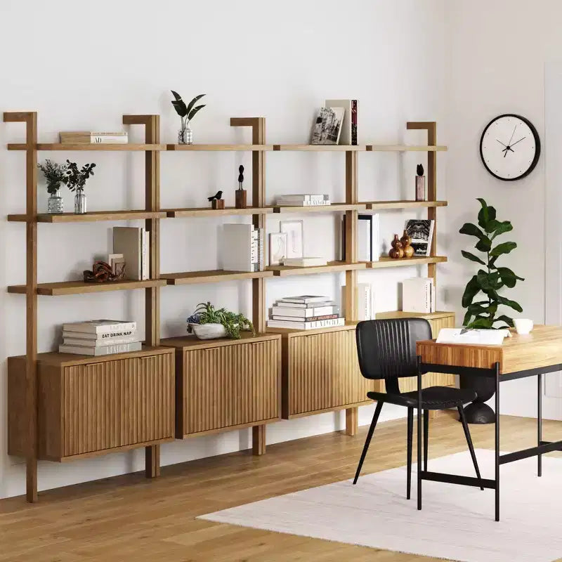 Estantería de madera acanalada de 71.9" (juego de 4), color marrón