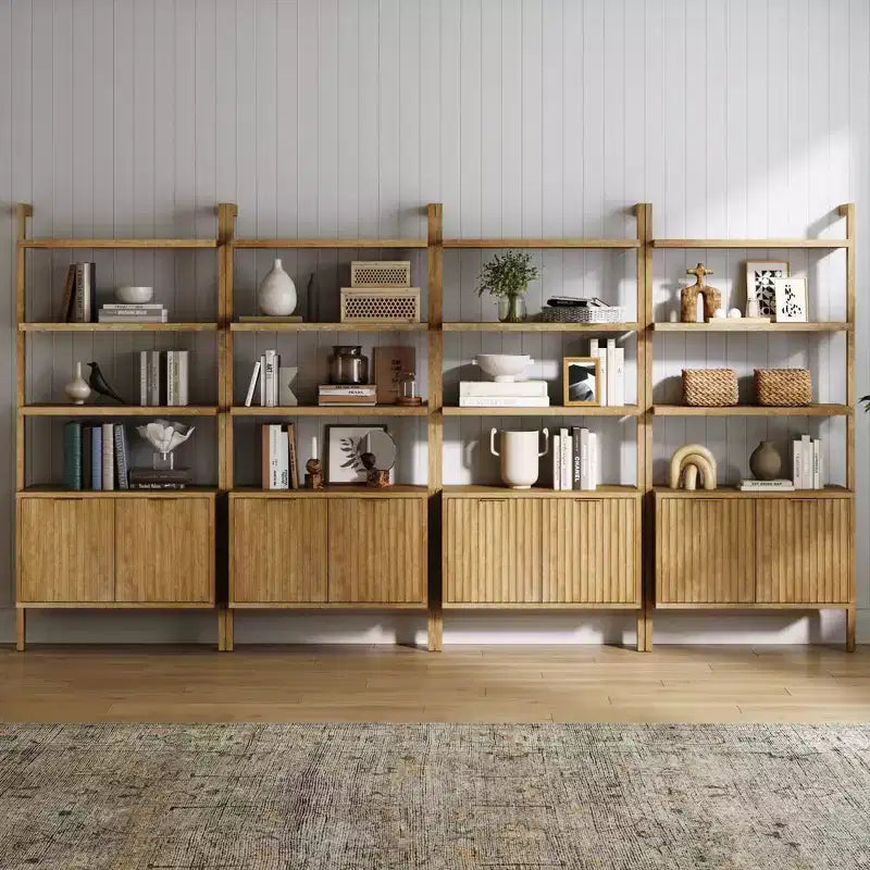Estantería de madera acanalada de 71.9" (juego de 4), color marrón