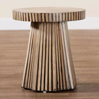 Mesa auxiliar de bambú de dos tonos marrón oscuro/marrón natural