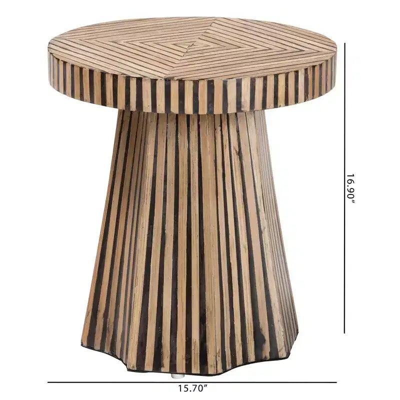 Mesa auxiliar de bambú de dos tonos marrón oscuro/marrón natural