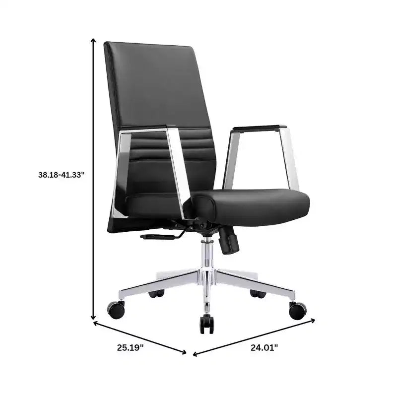 Silla de oficina moderna de cuero - Silla ergonómica de escritorio giratoria e inclinable con estructura de hierro - Oficina en casa