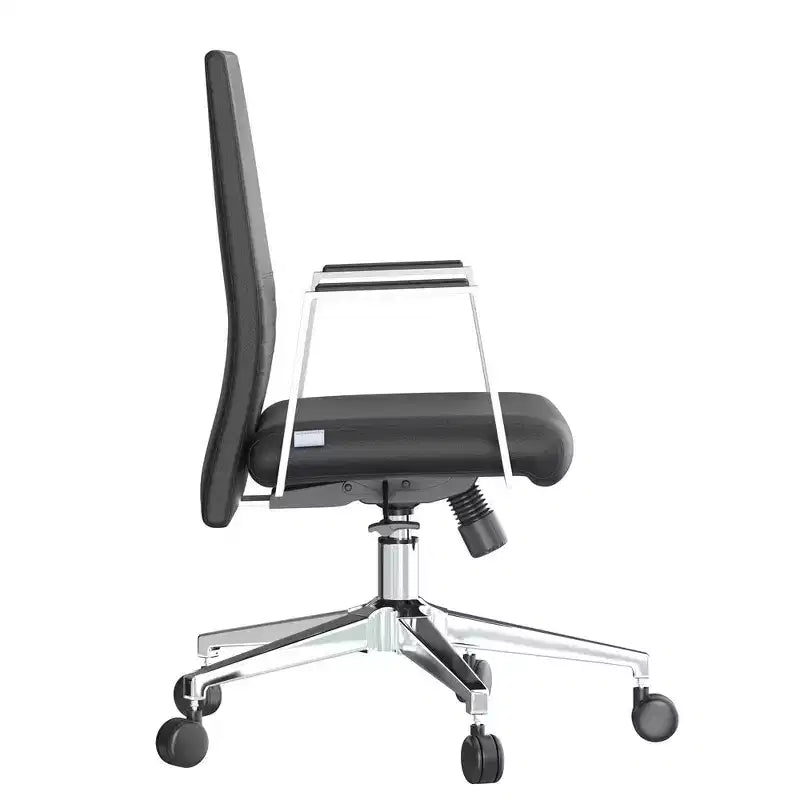 Silla de oficina moderna de cuero - Silla ergonómica de escritorio giratoria e inclinable con estructura de hierro - Oficina en casa