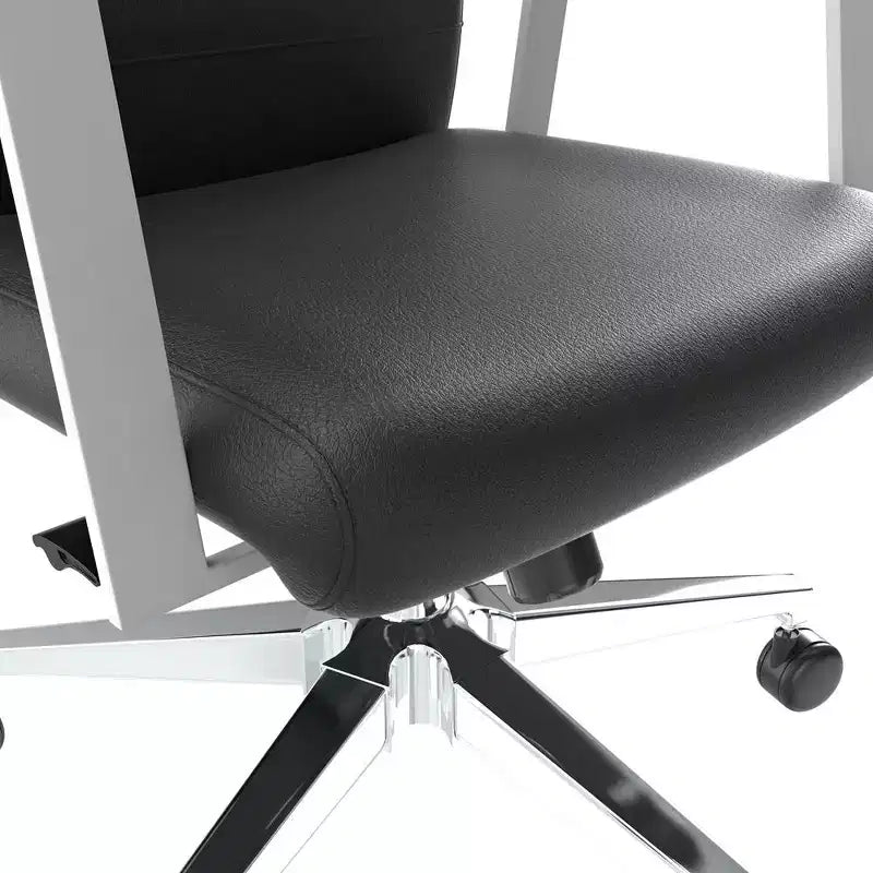 Silla de oficina moderna de cuero - Silla ergonómica de escritorio giratoria e inclinable con estructura de hierro - Oficina en casa