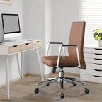 Silla de oficina moderna de cuero - Silla ergonómica de escritorio giratoria e inclinable con estructura de hierro - Oficina en casa