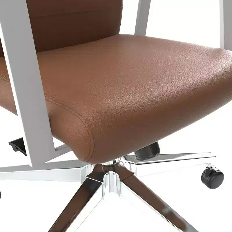 Silla de oficina moderna de cuero - Silla ergonómica de escritorio giratoria e inclinable con estructura de hierro - Oficina en casa