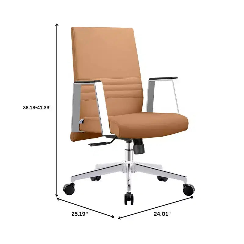 Silla de oficina moderna de cuero - Silla ergonómica de escritorio giratoria e inclinable con estructura de hierro - Oficina en casa