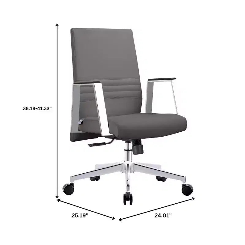 Silla de oficina moderna de cuero - Silla ergonómica de escritorio giratoria e inclinable con estructura de hierro - Oficina en casa
