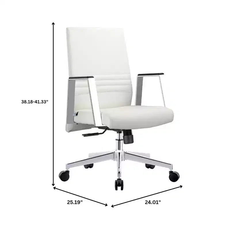 Silla de oficina moderna de cuero - Silla ergonómica de escritorio giratoria e inclinable con estructura de hierro - Oficina en casa
