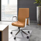 Silla de oficina moderna de cuero - Silla ergonómica de escritorio giratoria e inclinable con estructura de hierro - Oficina en casa