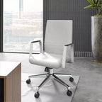 Silla de oficina moderna de cuero - Silla ergonómica de escritorio giratoria e inclinable con estructura de hierro - Oficina en casa