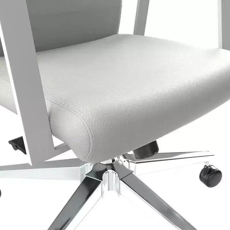 Silla de oficina moderna de cuero - Silla ergonómica de escritorio giratoria e inclinable con estructura de hierro - Oficina en casa