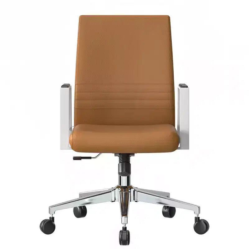Silla de oficina moderna de cuero - Silla ergonómica de escritorio giratoria e inclinable con estructura de hierro - Oficina en casa