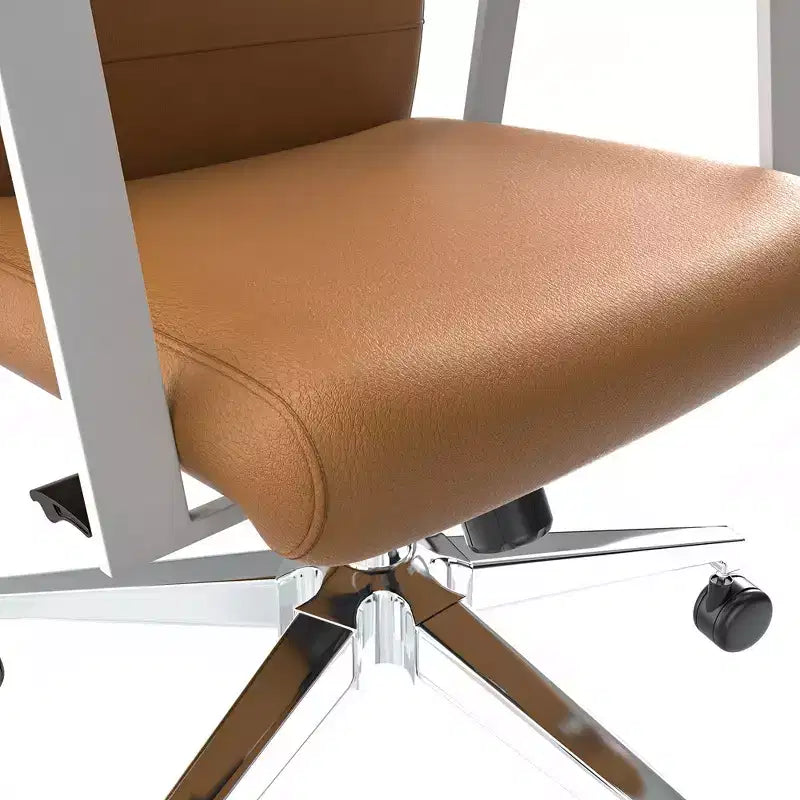 Silla de oficina moderna de cuero - Silla ergonómica de escritorio giratoria e inclinable con estructura de hierro - Oficina en casa