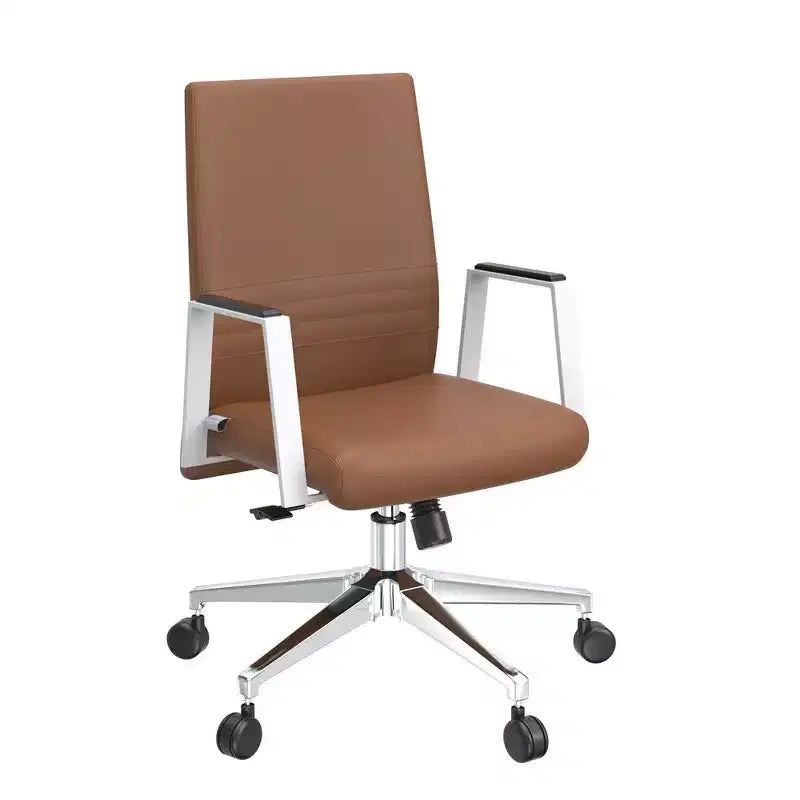 Silla de oficina moderna de cuero - Silla ergonómica de escritorio giratoria e inclinable con estructura de hierro - Oficina en casa