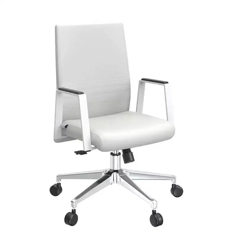 Silla de oficina moderna de cuero - Silla ergonómica de escritorio giratoria e inclinable con estructura de hierro - Oficina en casa