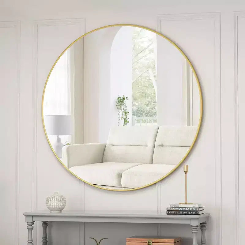 Espejo de pared, espejo circular de 39 pulgadas/42 pulgadas, decoración del hogar, espejo con marco de metal estilo granja, espejos de tocador redondos