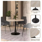 Mesa de comedor redonda de 31" con tapa de piedra sinterizada, base de pedestal de acero negro, mesa auxiliar de café para cocina y espacios pequeños
