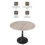 Mesa de comedor redonda de 31" con tapa de piedra sinterizada, base de pedestal de acero negro, mesa auxiliar de café para cocina y espacios pequeños